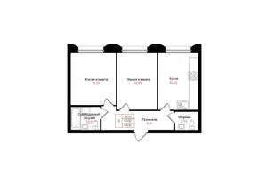 2-к квартира, вторичка, 53м2, 6/25 этаж