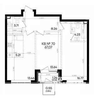 3-к квартира, вторичка, 67м2, 3/9 этаж