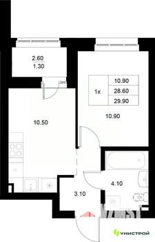 1-к квартира, вторичка, 30м2, 10/22 этаж