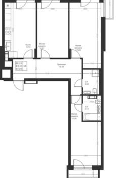 3-к квартира, вторичка, 86м2, 6/24 этаж