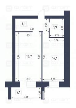 1-к квартира, вторичка, 43м2, 6/10 этаж