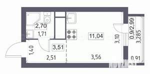 1-к квартира, вторичка, 17м2, 5/12 этаж