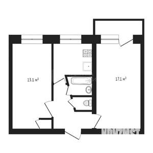 2-к квартира, вторичка, 46м2, 2/5 этаж