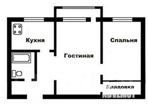 2-к квартира, вторичка, 46м2, 1/10 этаж