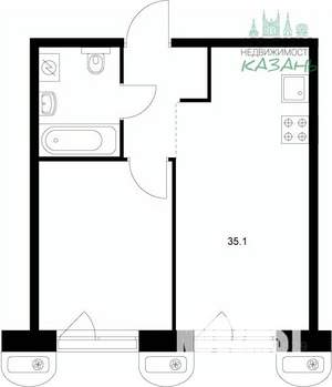 1-к квартира, вторичка, 35м2, 5/9 этаж