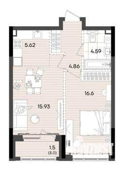 2-к квартира, вторичка, 49м2, 12/23 этаж