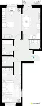 2-к квартира, вторичка, 65м2, 3/18 этаж