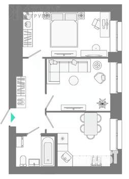 2-к квартира, вторичка, 44м2, 3/8 этаж