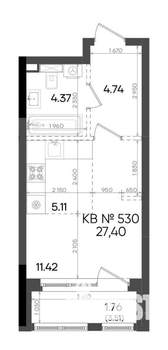 Студия квартира, вторичка, 27м2, 22/23 этаж