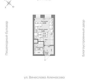1-к квартира, вторичка, 25м2, 10/24 этаж
