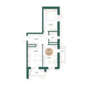 2-к квартира, строящийся дом, 59м2, 5/17 этаж