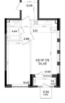 2-к квартира, вторичка, 54м2, 8/23 этаж