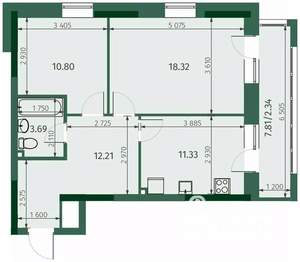 2-к квартира, вторичка, 59м2, 25/25 этаж