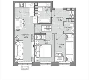 3-к квартира, вторичка, 57м2, 10/19 этаж
