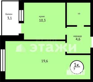 2-к квартира, вторичка, 55м2, 4/8 этаж