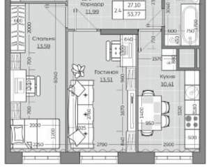 2-к квартира, вторичка, 54м2, 6/25 этаж