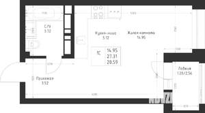 Студия квартира, вторичка, 29м2, 2/23 этаж