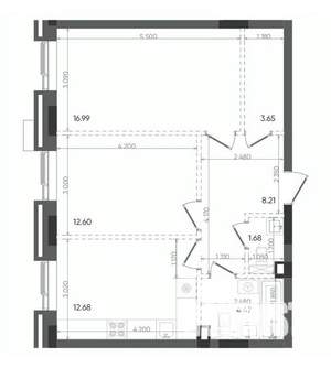 2-к квартира, вторичка, 60м2, 18/22 этаж