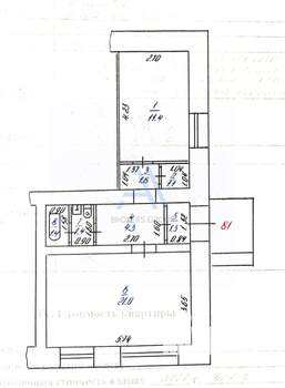 2-к квартира, вторичка, 44м2, -1/5 этаж