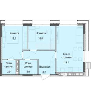 2-к квартира, вторичка, 56м2, 11/18 этаж