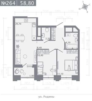 2-к квартира, вторичка, 59м2, 14/23 этаж