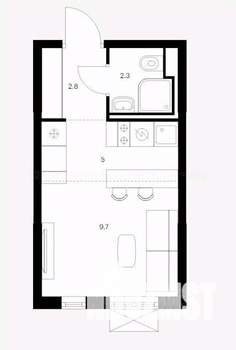 1-к квартира, вторичка, 25м2, 5/12 этаж