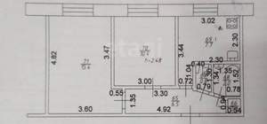 2-к квартира, вторичка, 43м2, 1/9 этаж