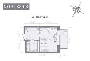 Студия квартира, строящийся дом, 32м2, 3/9 этаж