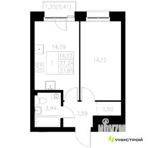 1-к квартира, вторичка, 38м2, 5/8 этаж