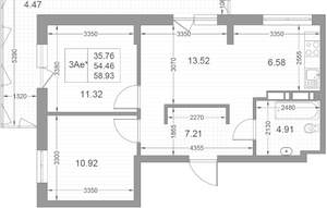 3-к квартира, вторичка, 60м2, 4/17 этаж
