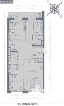 3-к квартира, строящийся дом, 113м2, 7/8 этаж