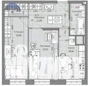 2-к квартира, вторичка, 54м2, 6/25 этаж