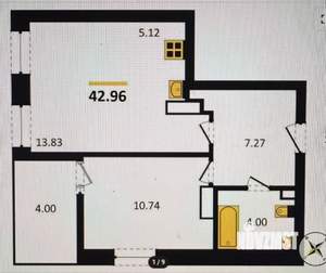 1-к квартира, сданный дом, 43м2, 5/8 этаж