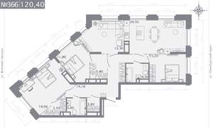4-к квартира, строящийся дом, 120м2, 23/25 этаж