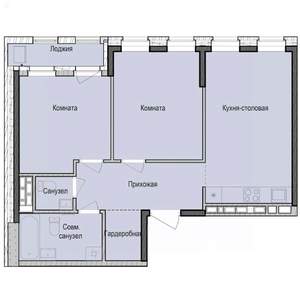 2-к квартира, строящийся дом, 61м2, 15/23 этаж