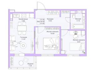 2-к квартира, вторичка, 50м2, 10/19 этаж