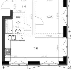 1-к квартира, строящийся дом, 37м2, 3/10 этаж