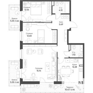 3-к квартира, строящийся дом, 91м2, 8/8 этаж