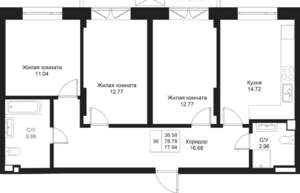 3-к квартира, вторичка, 78м2, 3/5 этаж