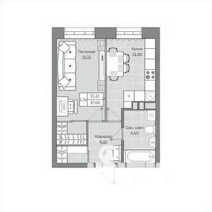 1-к квартира, вторичка, 36м2, 6/19 этаж