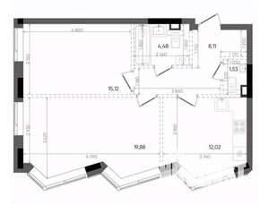 2-к квартира, вторичка, 61м2, 11/14 этаж