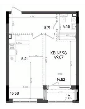 2-к квартира, вторичка, 50м2, 2/9 этаж