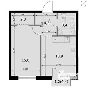 1-к квартира, вторичка, 40м2, 5/20 этаж