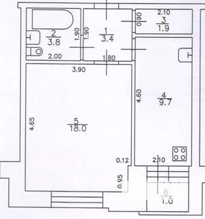 1-к квартира, вторичка, 37м2, 8/9 этаж