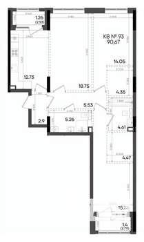 3-к квартира, вторичка, 91м2, 9/9 этаж