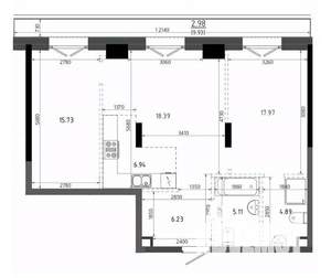 2-к квартира, вторичка, 78м2, 2/19 этаж