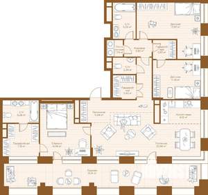 3-к квартира, строящийся дом, 135м2, 26/28 этаж