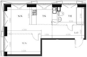 2-к квартира, вторичка, 46м2, 3/10 этаж