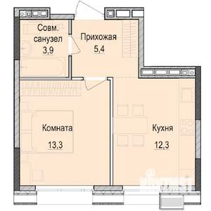 1-к квартира, строящийся дом, 35м2, 10/18 этаж
