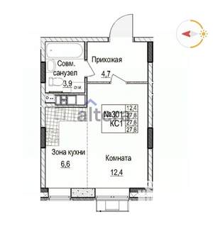 1-к квартира, вторичка, 28м2, 5/10 этаж